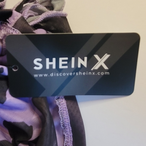 SHEIN X, purple and black ruched tank top w/ruffle ties. NWT. Size Medium. - Picture 4 of 7